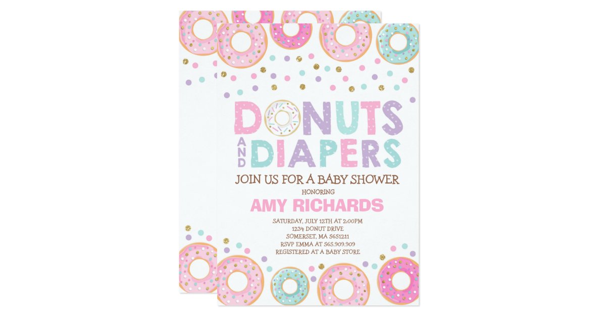 Donuts And Diapers Baby Shower Invitation Zazzle Com
