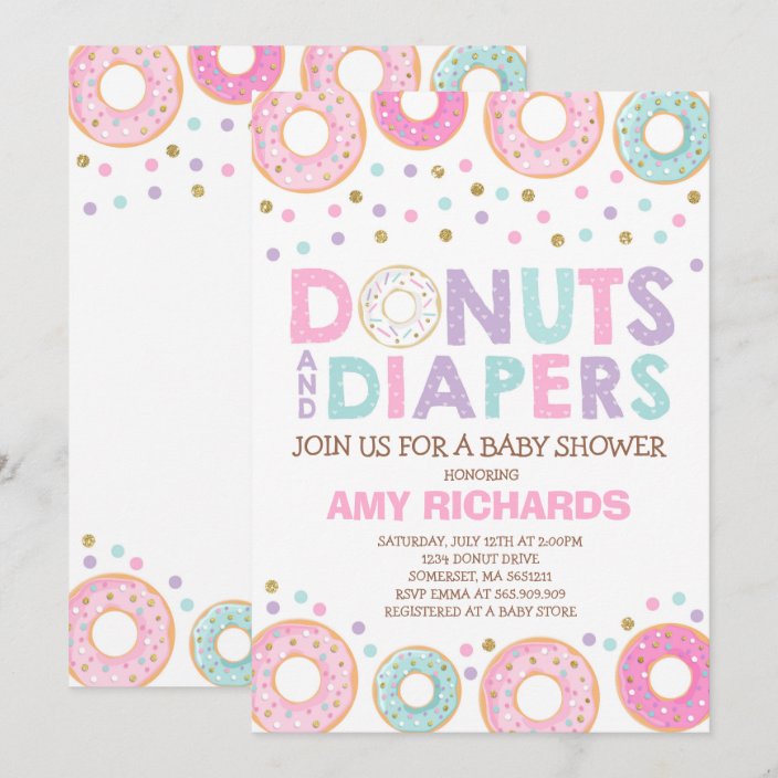 Donuts And Diapers Baby Shower Invitation | Zazzle