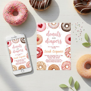 Donuts and Diapers Baby Shower Sprinkle Pastel Invitation