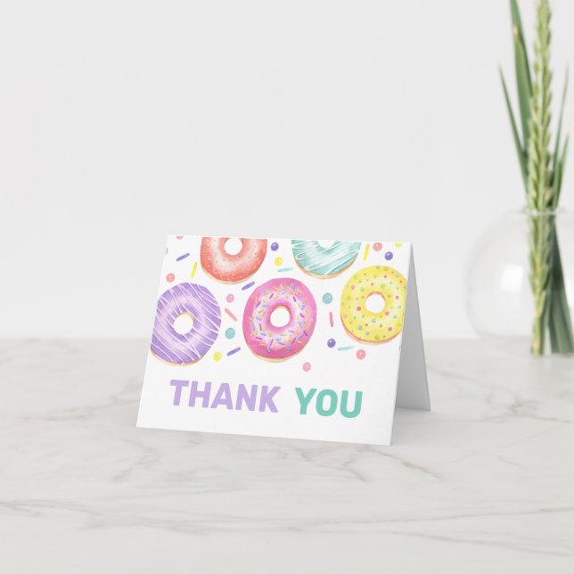 Donuts and Diapers Baby Shower Thank You Card (Front)