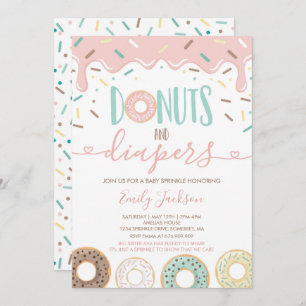 Donuts And Diapers Baby Sprinkle Invitation