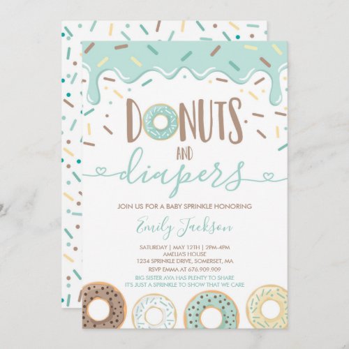 Donuts And Diapers Baby Sprinkle Invitation