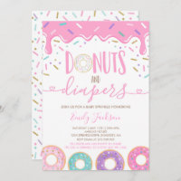 Donuts And Diapers Baby Sprinkle Invitation