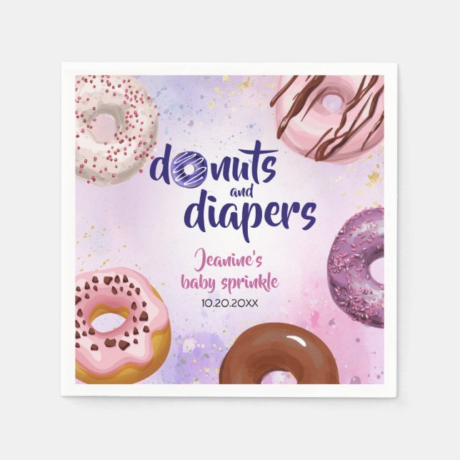 Donuts and Diapers Baby Sprinkle Shower Napkins (Front)