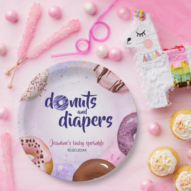 Donuts and Diapers Baby Sprinkle Shower Paper Plates (Party)
