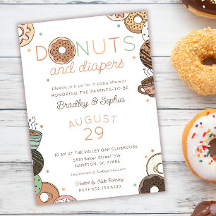Donuts and Diapers Brunch Baby Boy Shower Invitation