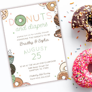 Donuts and Diapers Couples Baby Shower Invitation