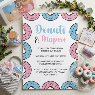 Donuts and Diapers Gender Reveal Invitation