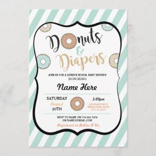 Donuts and Diapers Mint Baby Shower Invite