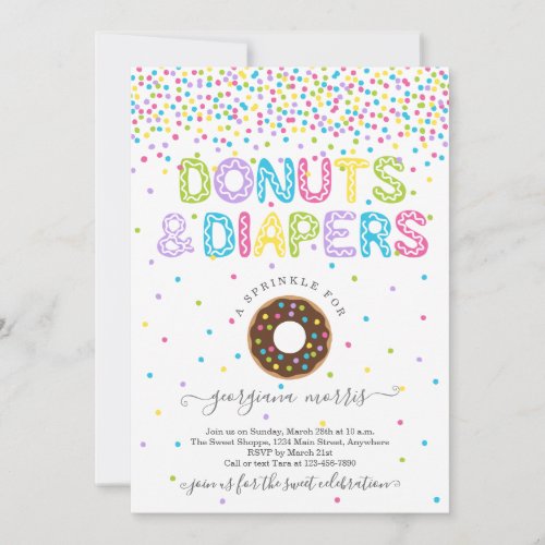 Donuts and Diapers Sprinkle Baby Shower Invitation