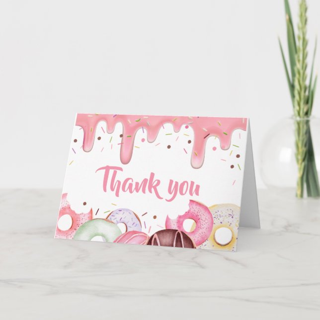 Donuts and Diapers Sprinkle Baby Shower  Thank You Card (Front)