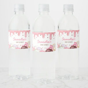 Donuts and Diapers Sprinkle Baby Shower Water Bottle Label
