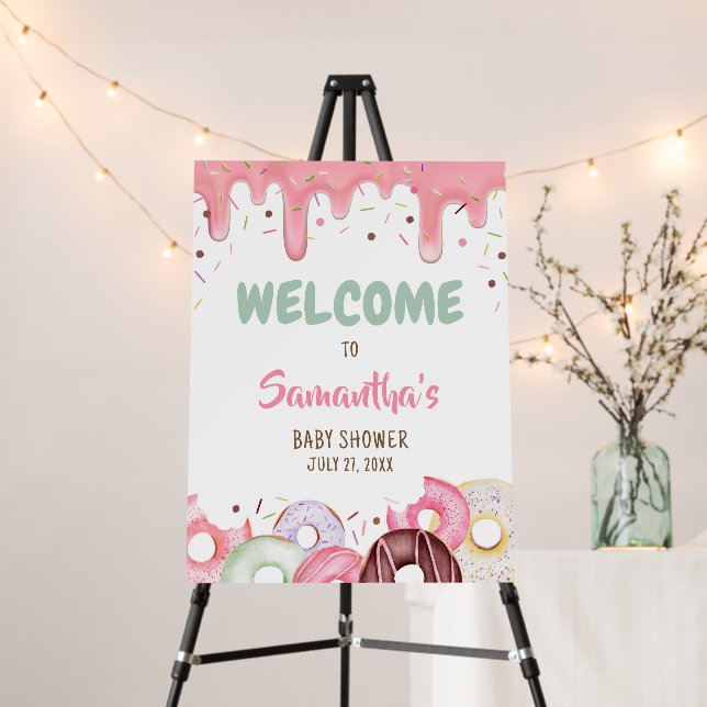 Donuts and Diapers Sprinkle Welcome Sign (In Situ (Stand))