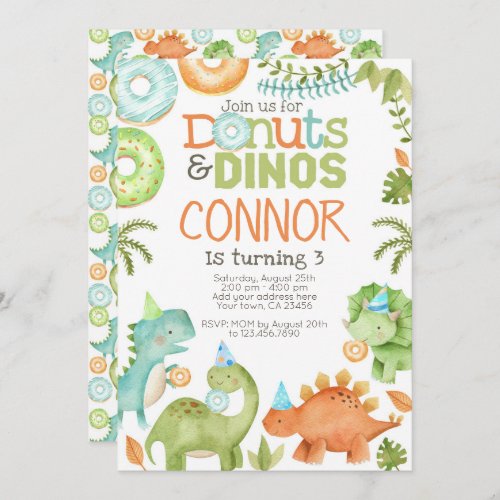 Donuts and Dinos Invitation