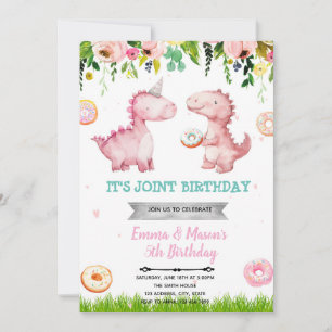 Donuts and Dinosaurs girl invitation