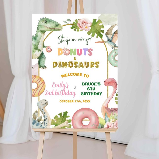 Donuts and Dinosaurs Joint Sibling Welcome Sign (Creator Uploaded)