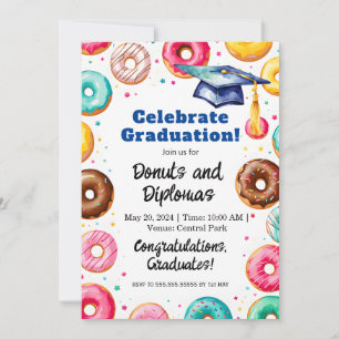 Donuts and Diplomas – Graduation Party Decor Invitation