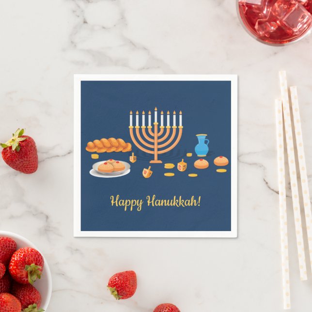 Donuts and Dreidels Hanukkah Holiday Napkins (Insitu)