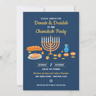Donuts and Dreidels Hanukkah Holiday Party Invitation