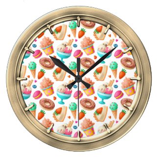 Donuts and Ice Cream Large Clock