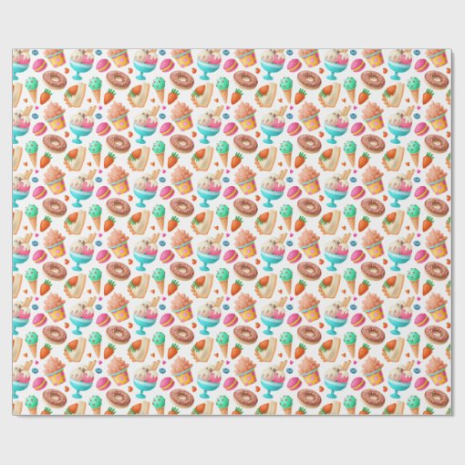 Donuts and Ice Cream Wrapping Paper Zazzle
