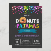 Donuts and pajamas birthday invitation (Front/Back)