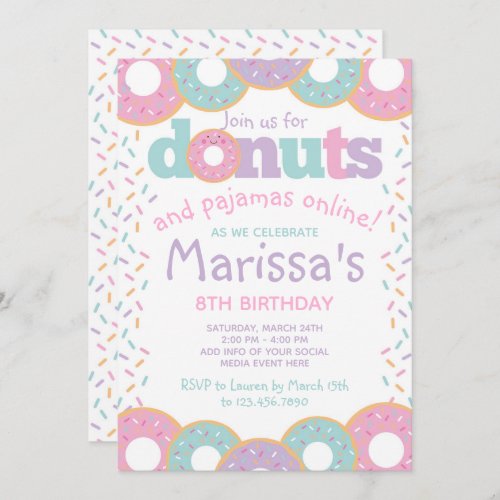 Donuts and Pajamas Virtual Party Invitation