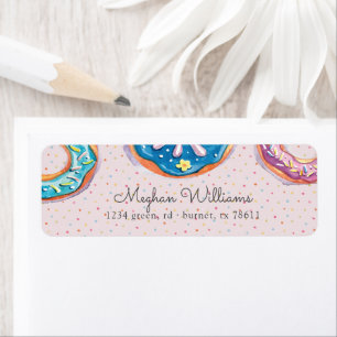 Donuts And Sprinkles Pink Script Return Address Label