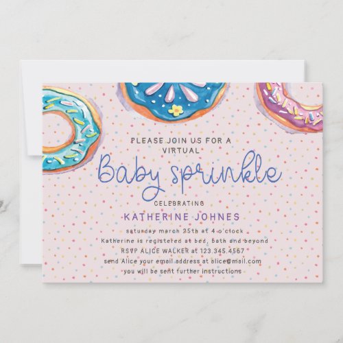 Donuts and Sprinkles virtual baby shower invite