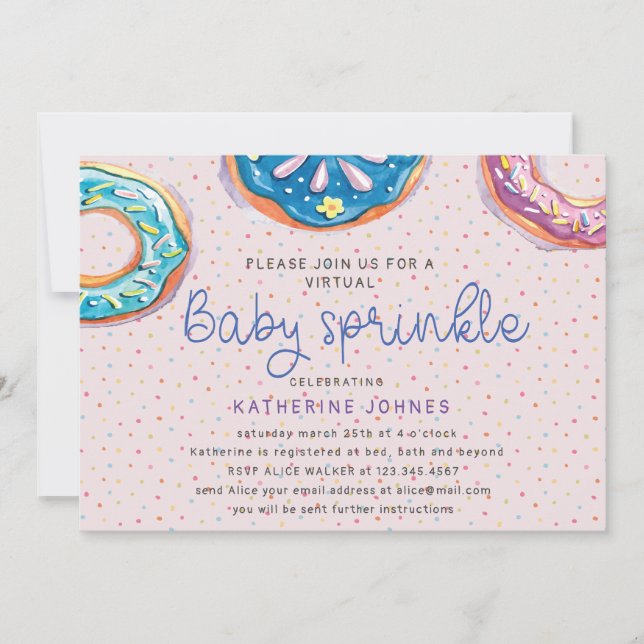 Donuts and Sprinkles virtual baby shower invite (Front)