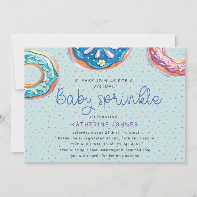 Donuts and Sprinkles virtual baby shower invite (Front)