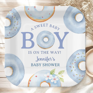 Donuts Baby Shower Blue Baby Brunch Paper Plates