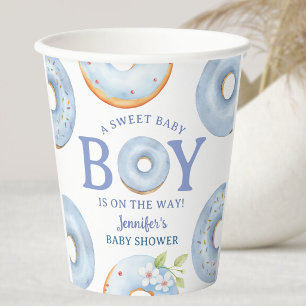 Donuts Baby Shower Boy Blue Baby Brunch Paper Cups