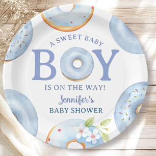 Donuts Baby Shower Boy Blue Baby Brunch Paper Plates