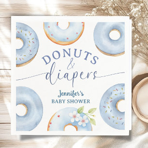 Donuts Baby Shower Boy Blue Brunch Paper Napkin