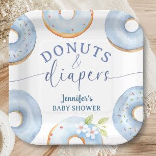 Donuts Baby Shower Boy Blue Brunch Paper Plates