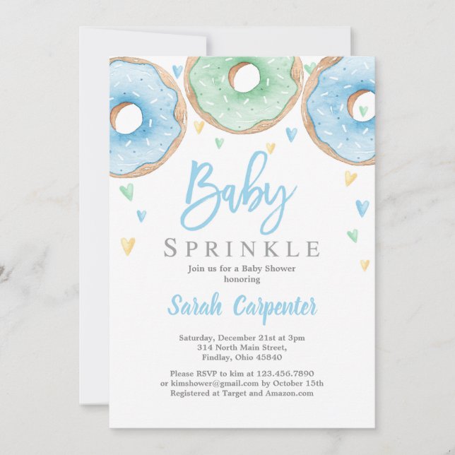 Donuts Baby Shower boy Invitation (Front)