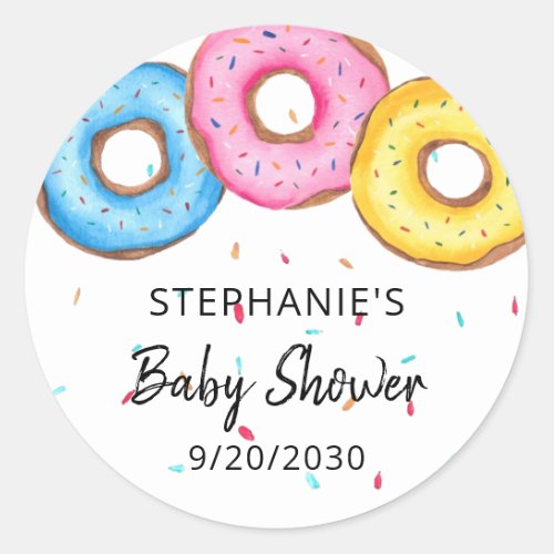 Donuts Baby Shower Classic Round Sticker