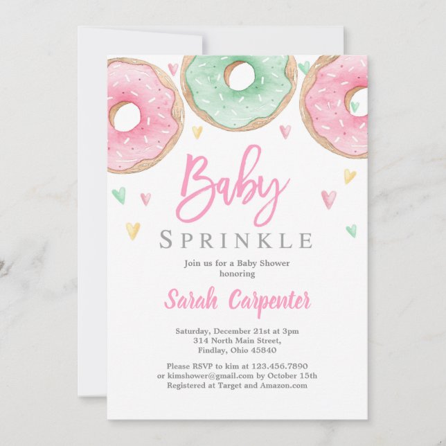 Donuts Baby Shower girl Invitation (Front)
