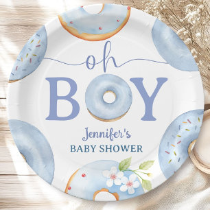 Donuts Baby Shower Oh Boy Blue Brunch Paper Plates