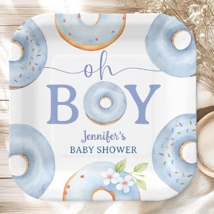 Donuts Baby Shower Oh Boy Blue Brunch Paper Plates