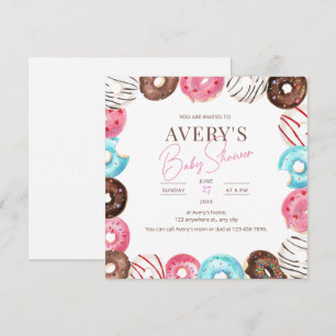Donuts Baby Shower Party Sprinkle Pink Girl Shower Invitation