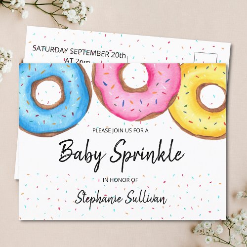  Donuts Baby Sprinkle Invitation Postcard