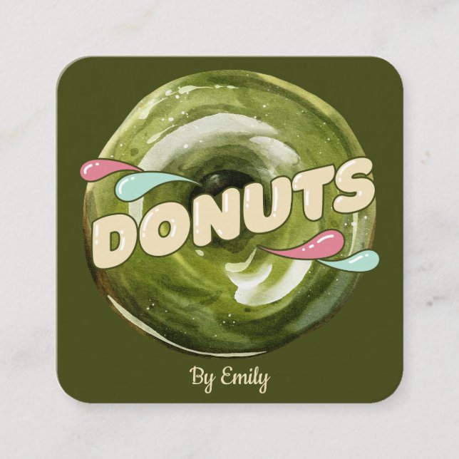 Donuts Bakery Square Business Card (Front)