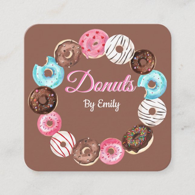 Donuts Bakery Square Business Card (Front)