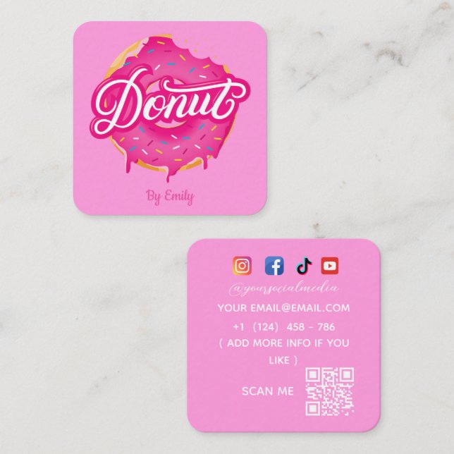 Donuts Bakery Square Business Card (Front/Back)