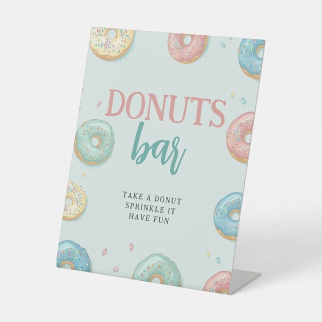 Donuts Bar Cute Mint Green Baby Shower Custom Sign (Front)