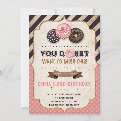 Donuts birthday baby shower invitation