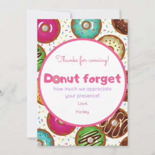 Donuts Birthday Party Thank You Card