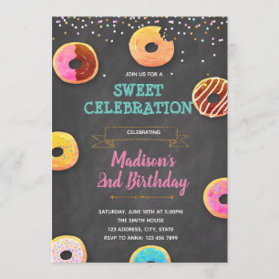 Donuts birthday shower party invitation